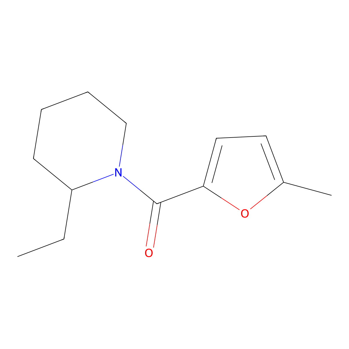 (2-Ethylpiperidin-1-yl)(5-methylfuran-2-yl)methanone molecular structure, CAS 541523-08-4