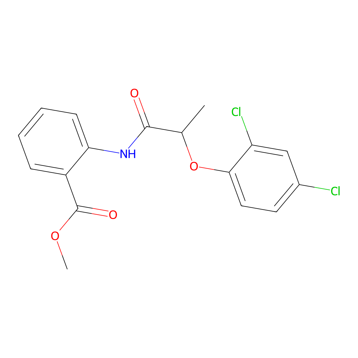 Methyl 2-{[2-(2,4-dichlorophenoxy)propanoyl]amino}benzoate molecular structure, CAS 541523-83-5