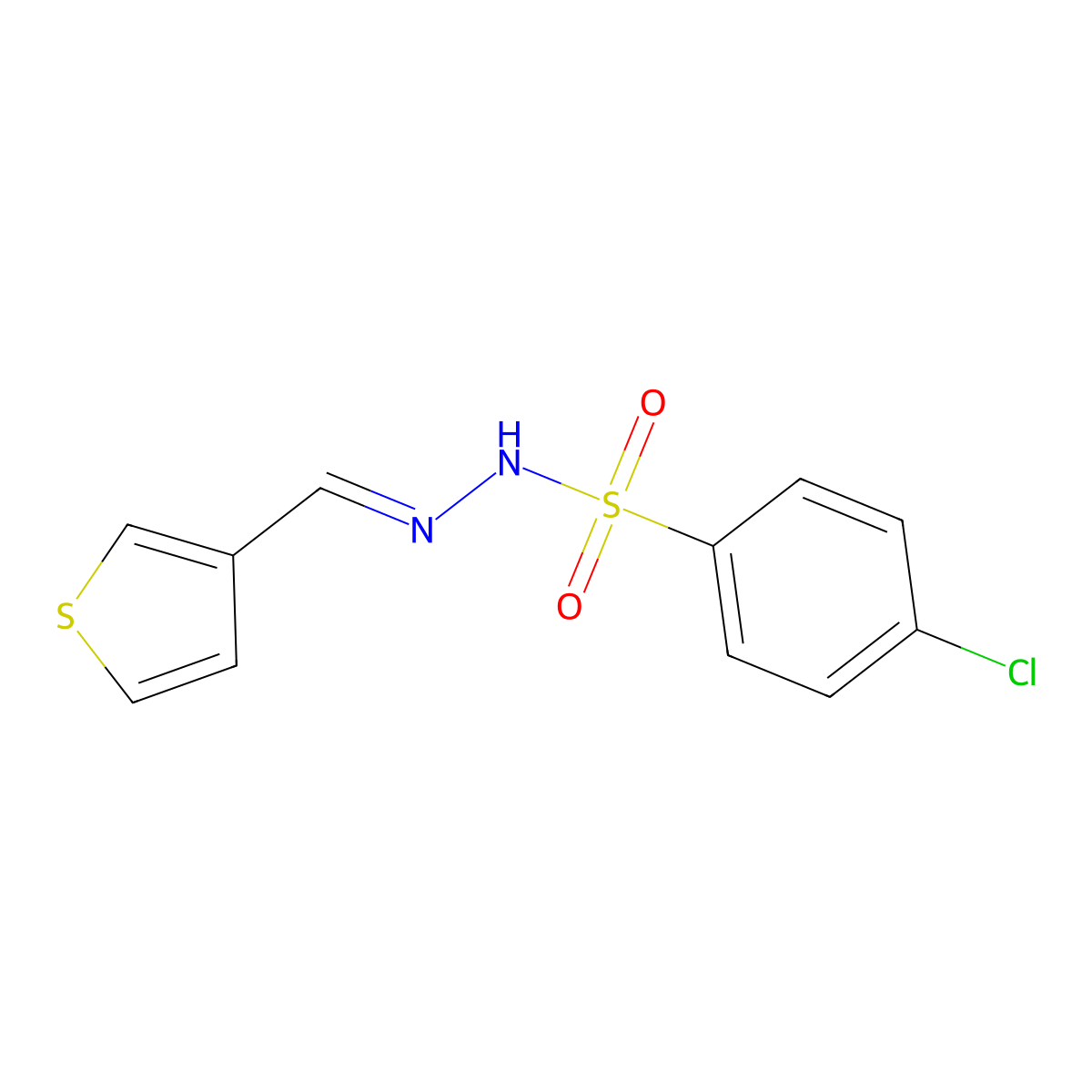 4-chloro-N'-[(E)-thiophen-3-ylmethylidene]benzenesulfonohydrazide molecular structure, CAS 541524-54-3