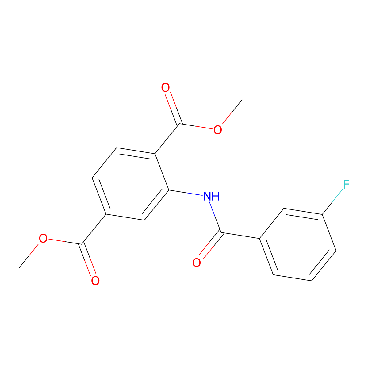 Methyl 3-[(3-fluorophenyl)carbonylamino]-4-(methoxycarbonyl)benzoate molecular structure, CAS 541525-00-2