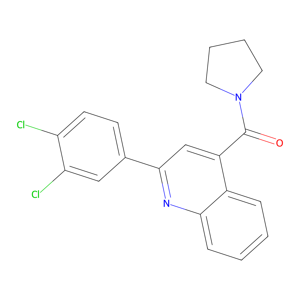 [2-(3,4-Dichlorophenyl)quinolin-4-yl]-pyrrolidin-1-ylmethanone molecular structure, CAS 541526-47-0