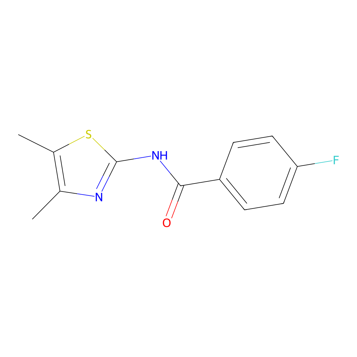 N-(4,5-dimethyl-1,3-thiazol-2-yl)-4-fluorobenzamide molecular structure, CAS 541526-79-8