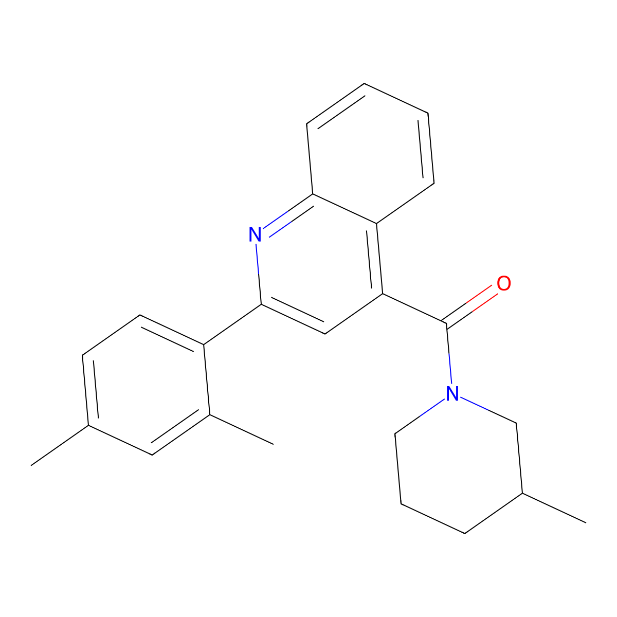 [2-(2,4-Dimethylphenyl)quinolin-4-yl]-(3-methylpiperidin-1-yl)methanone molecular structure, CAS 541528-86-3