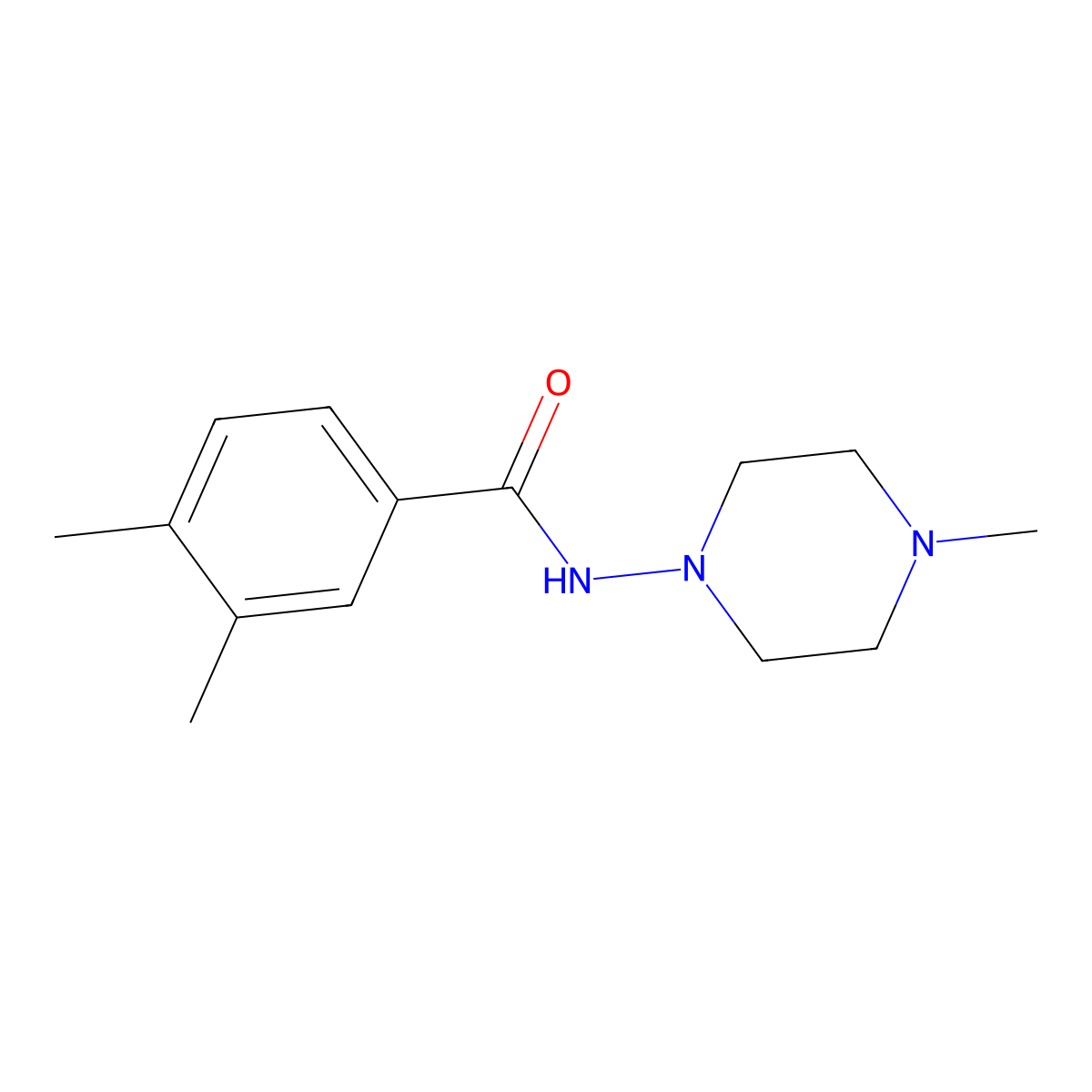 3,4-dimethyl-N-(4-methylpiperazin-1-yl)benzamide molecular structure, CAS 541529-25-3