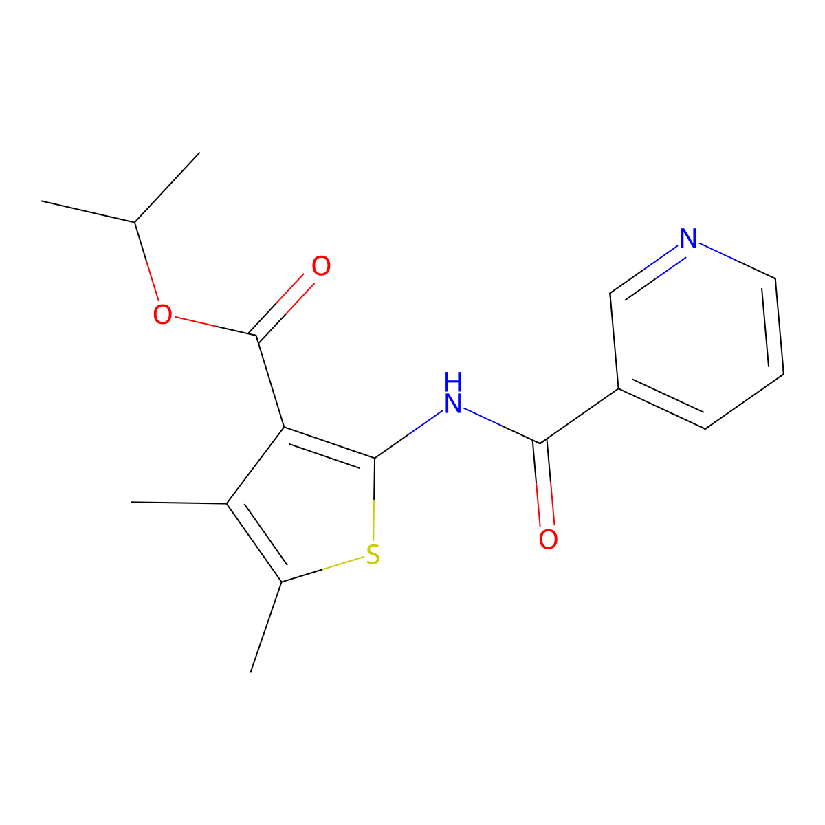 Isopropyl 4,5-dimethyl-2-[(3-pyridinylcarbonyl)amino]-3-thiophenecarboxylate molecular structure, CAS 541529-77-5