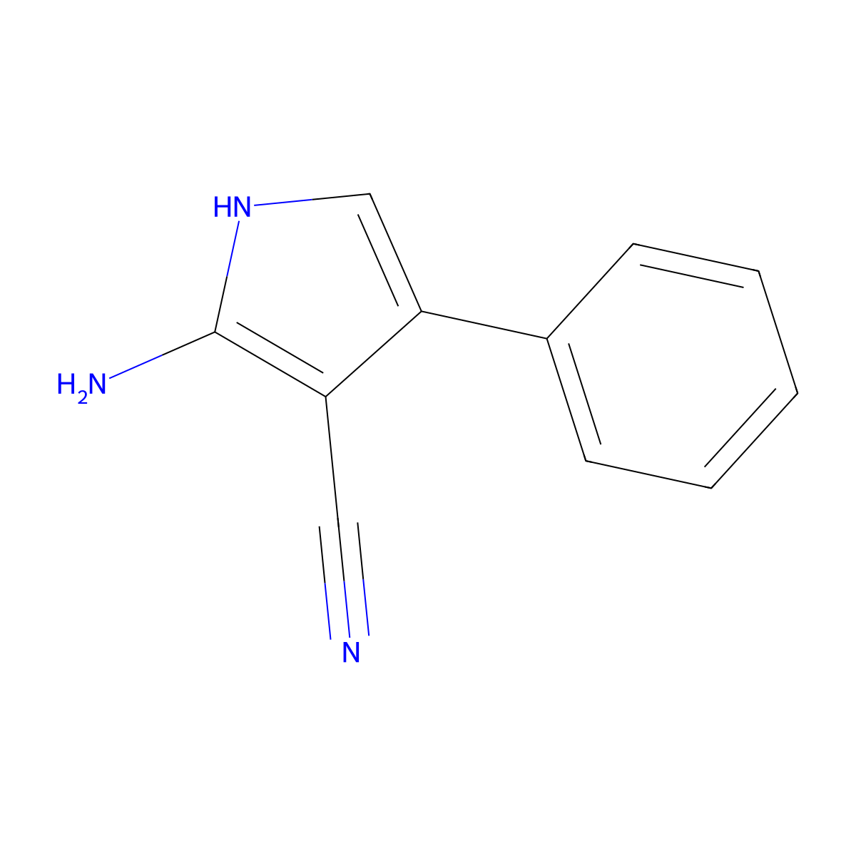 2-amino-4-phenyl-1H-pyrrole-3-carbonitrile molecular structure, CAS 54153-51-4