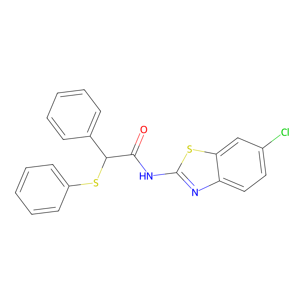 N-(6-chloro-1,3-benzothiazol-2-yl)-2-phenyl-2-phenylsulfanylacetamide molecular structure, CAS 541530-47-6