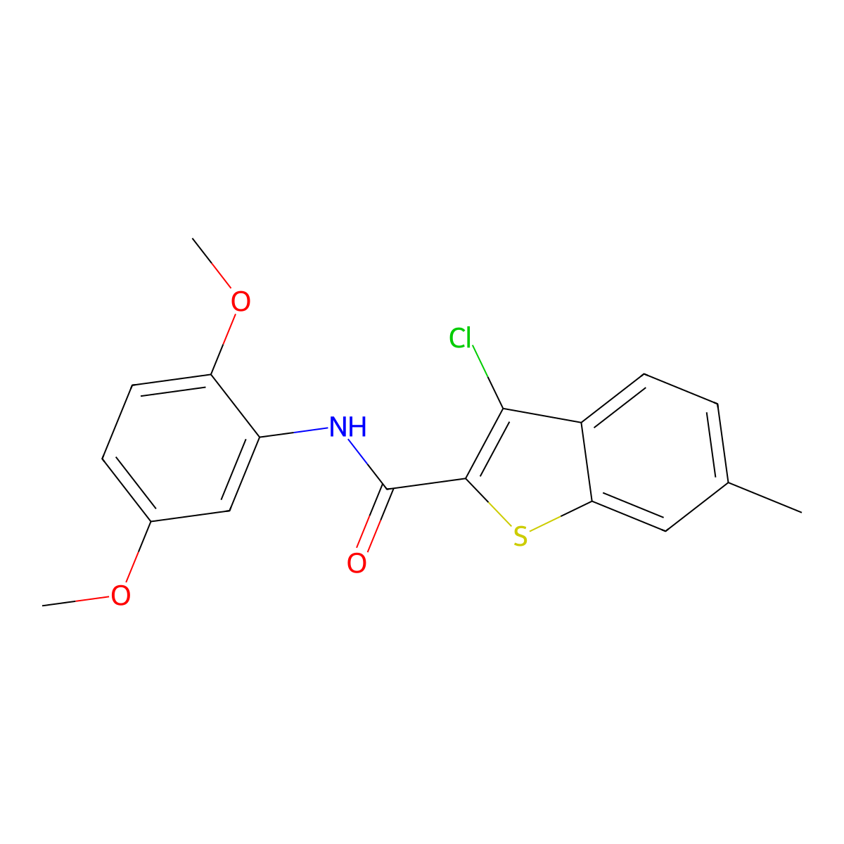 3-chloro-N-(2,5-dimethoxyphenyl)-6-methyl-1-benzothiophene-2-carboxamide molecular structure, CAS 541531-20-8