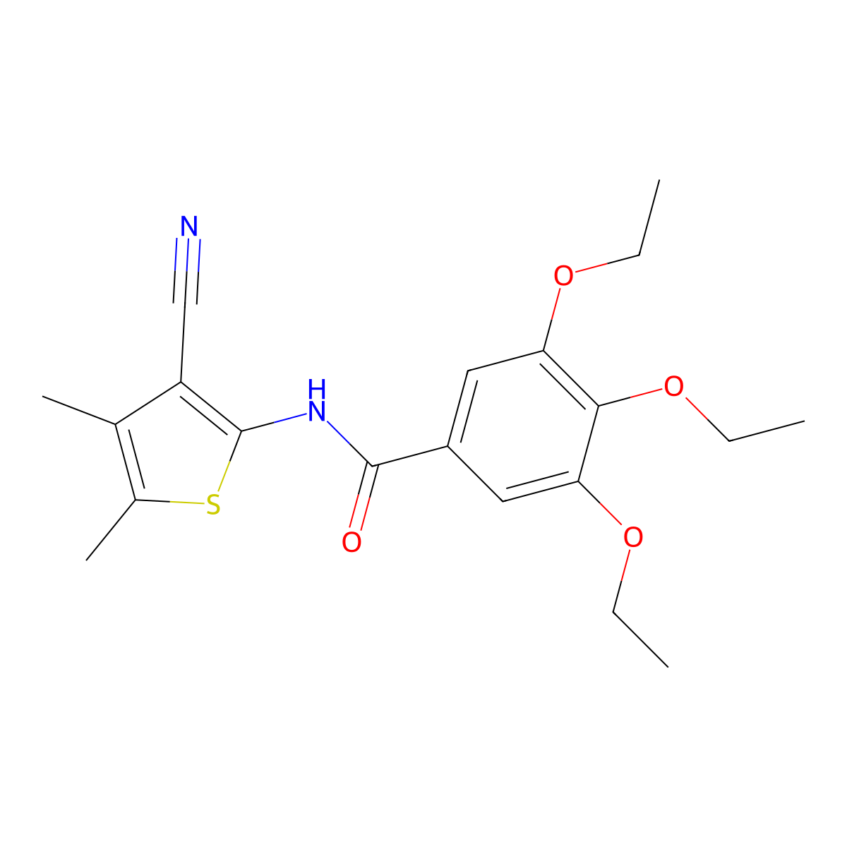 N-(3-cyano-4,5-dimethylthiophen-2-yl)-3,4,5-triethoxybenzamide molecular structure, CAS 541532-11-0