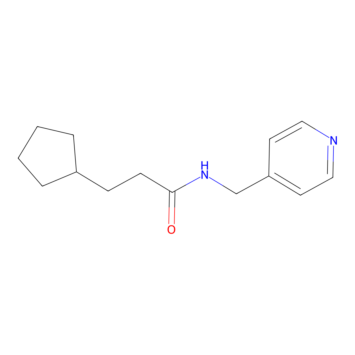3-cyclopentyl-N-(pyridin-4-ylmethyl)propanamide molecular structure, CAS 541532-15-4