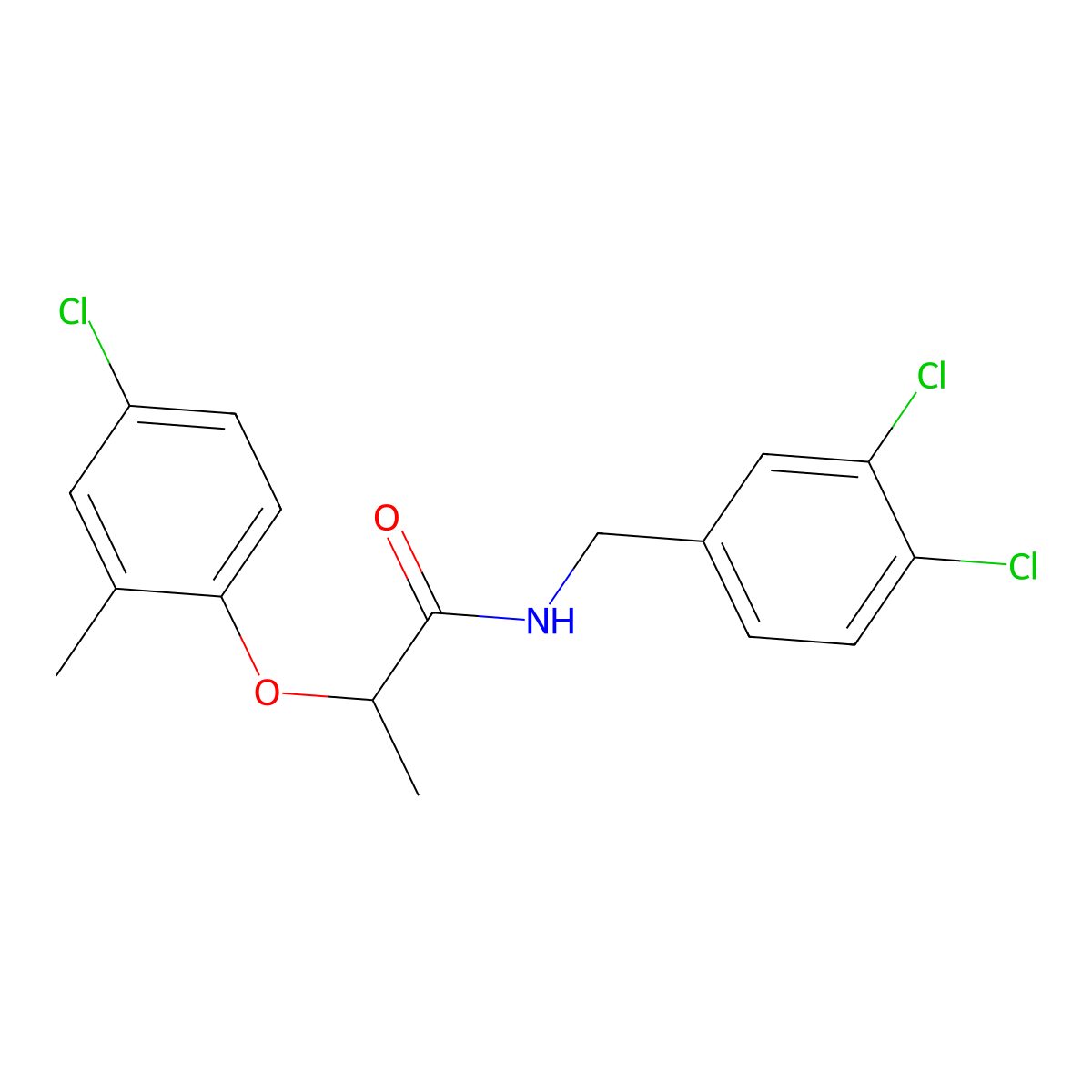 2-(4-chloro-2-methylphenoxy)-N-(3,4-dichlorobenzyl)propanamide molecular structure, CAS 541533-24-8