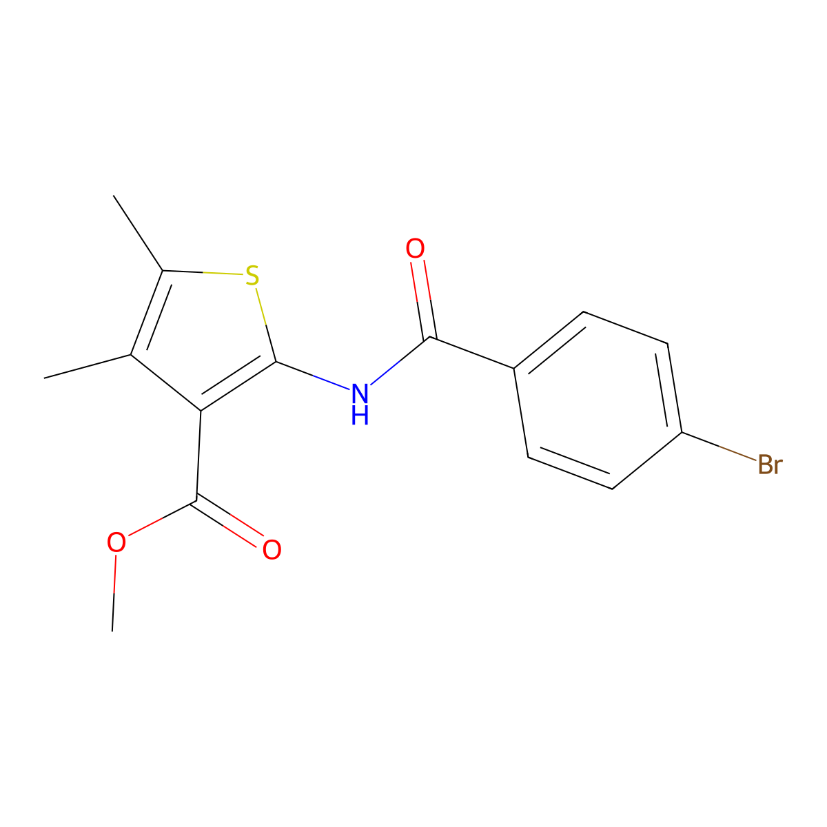 Methyl 2-[(4-bromobenzoyl)amino]-4,5-dimethylthiophene-3-carboxylate molecular structure, CAS 541533-42-0