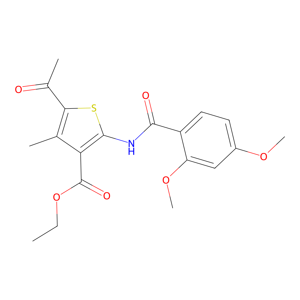 Ethyl 5-acetyl-2-[(2,4-dimethoxybenzoyl)amino]-4-methylthiophene-3-carboxylate molecular structure, CAS 541534-77-4