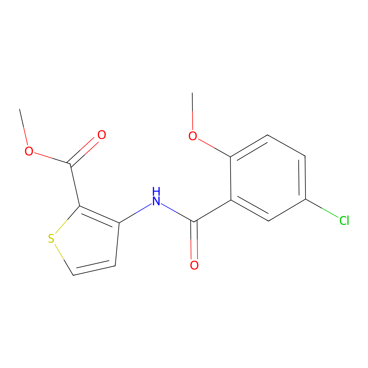 Methyl 3-[(5-chloro-2-methoxybenzoyl)amino]-2-thiophenecarboxylate molecular structure, CAS 541534-91-2