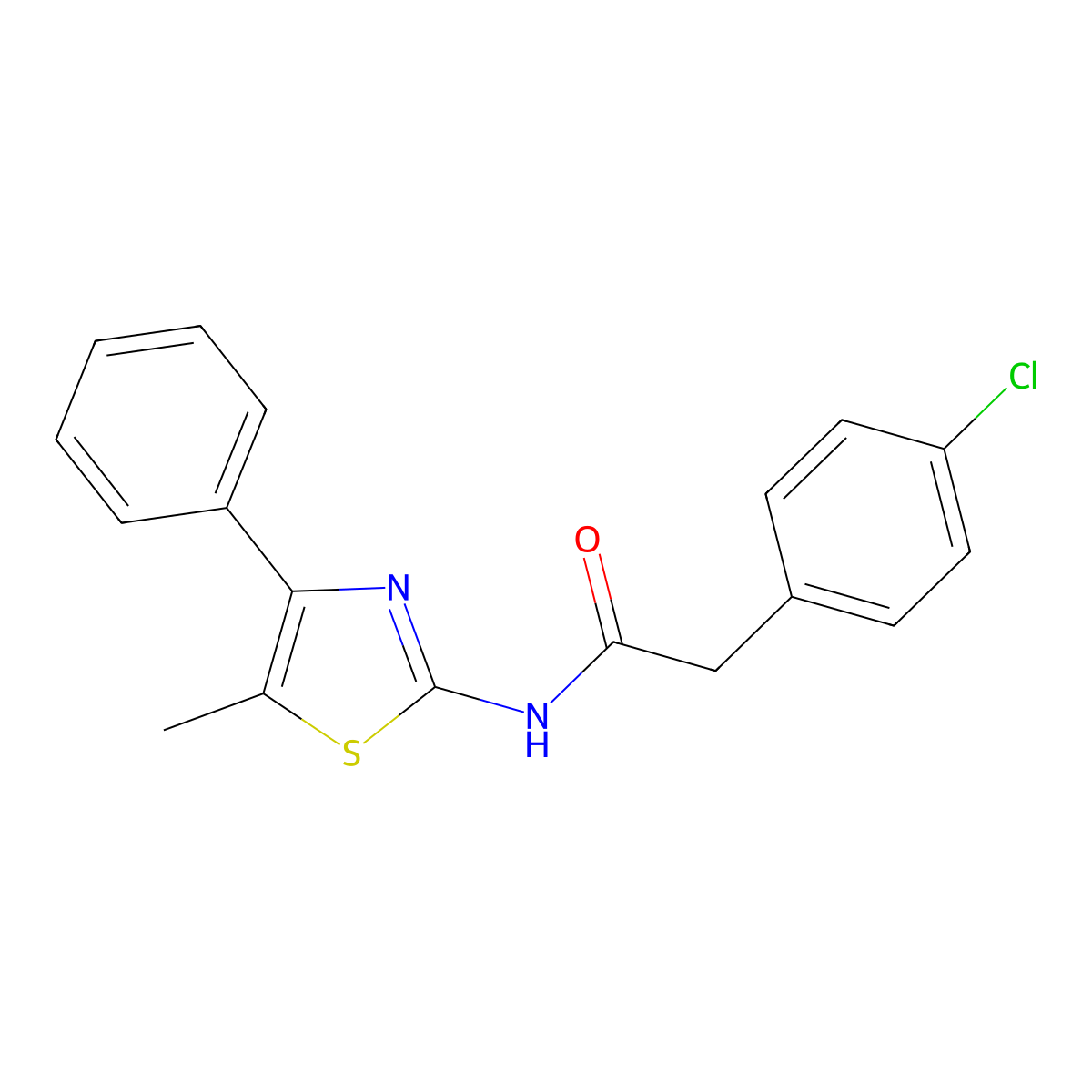 2-(4-chlorophenyl)-N-(5-methyl-4-phenyl-1,3-thiazol-2-yl)acetamide molecular structure, CAS 541535-94-8