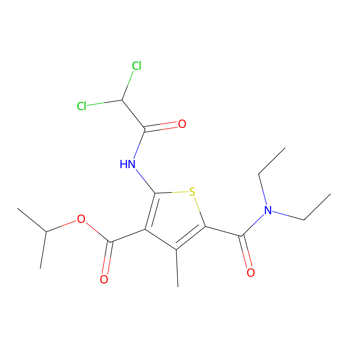 Propan-2-yl 2-[(2,2-dichloroacetyl)amino]-5-(diethylcarbamoyl)-4-methylthiophene-3-carboxylate molecular structure, CAS 541536-47-4