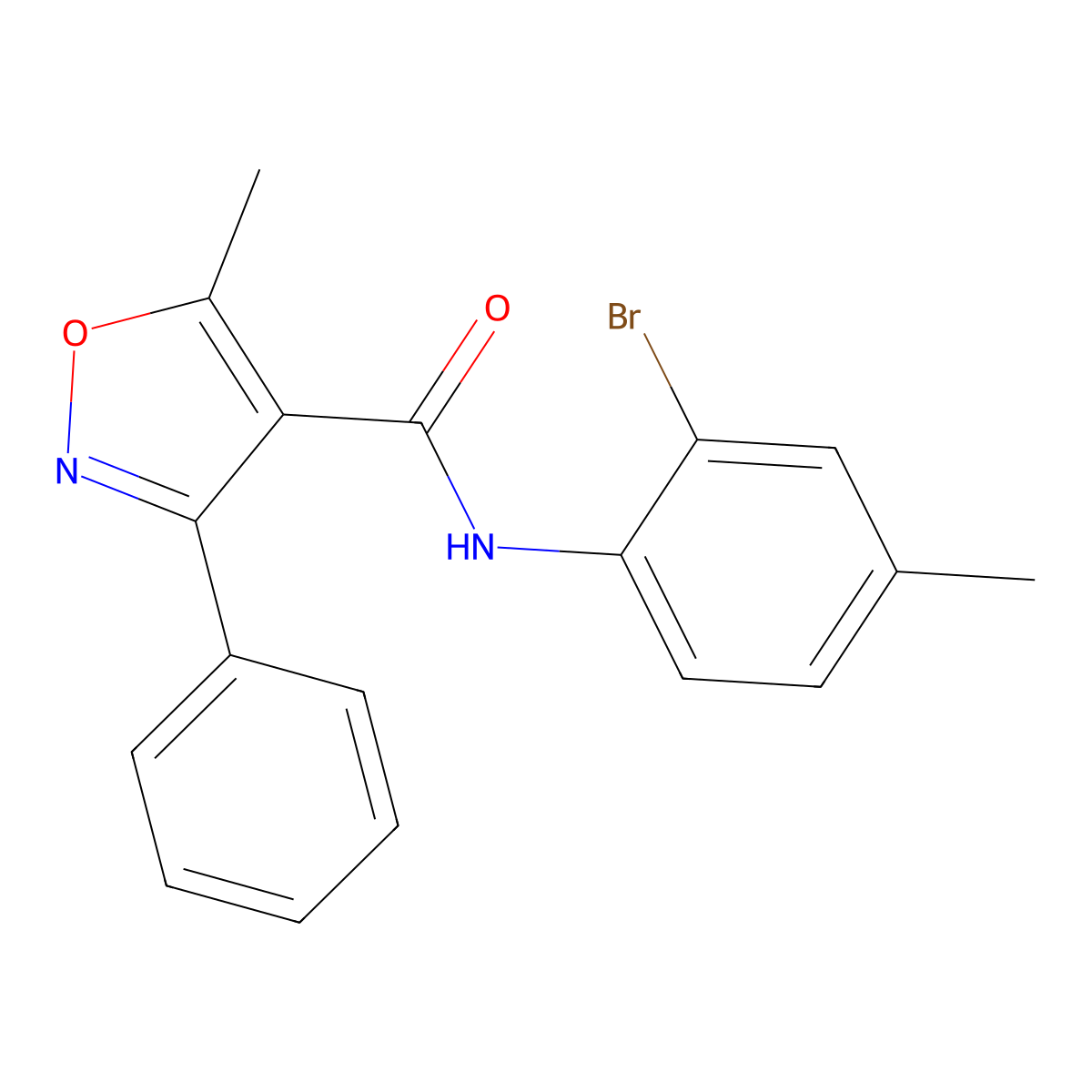 N-(2-bromo-4-methylphenyl)-5-methyl-3-phenyl-1,2-oxazole-4-carboxamide molecular structure, CAS 541537-11-5
