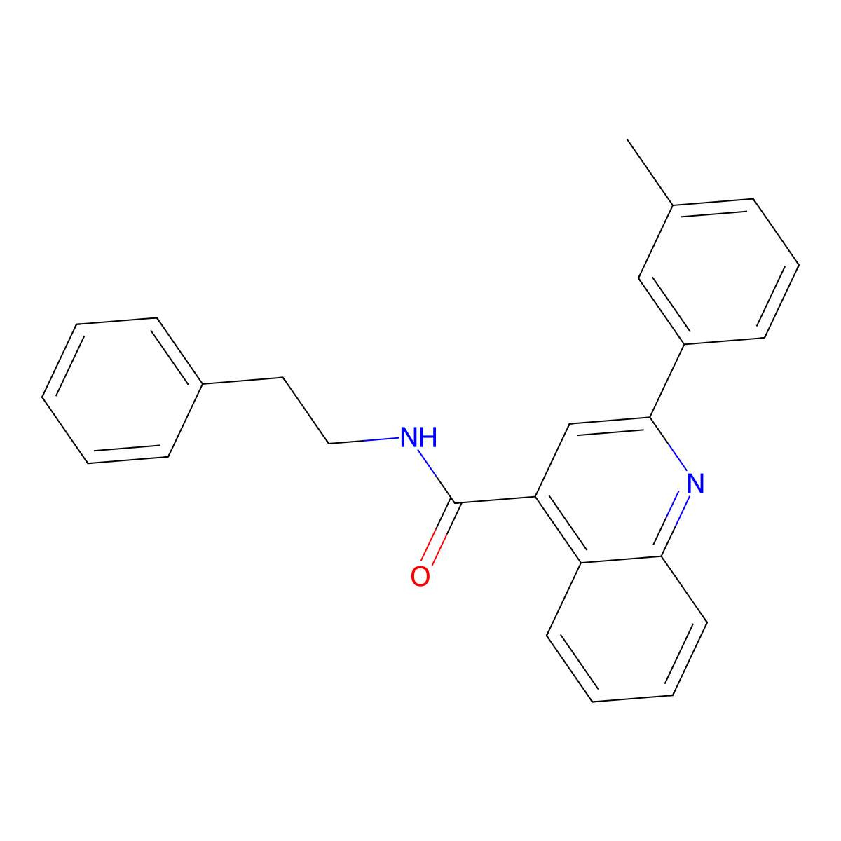 2-(3-methylphenyl)-N-(2-phenylethyl)quinoline-4-carboxamide molecular structure, CAS 541537-27-3