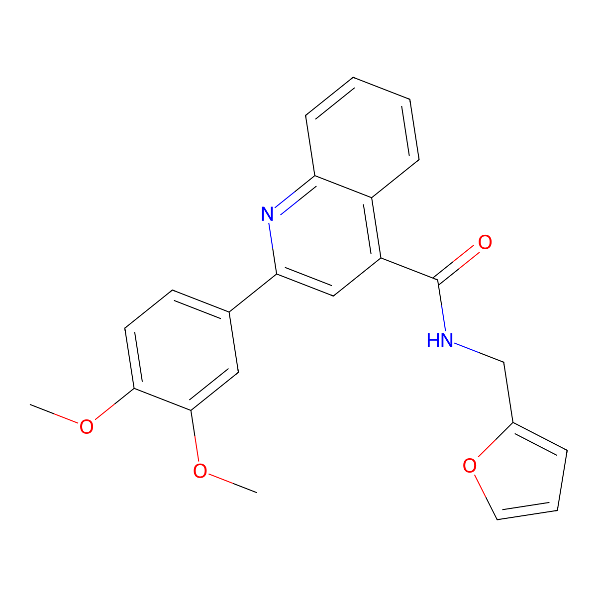 2-(3,4-dimethoxyphenyl)-N-(2-furylmethyl)-4-quinolinecarboxamide molecular structure, CAS 541538-46-9