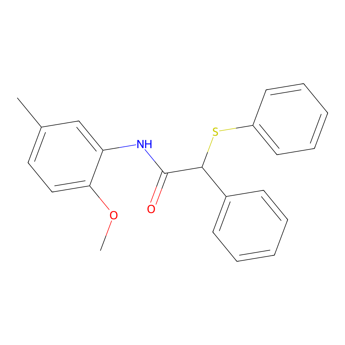 N-(2-Methoxy-5-methylphenyl)-alpha-(phenylthio)benzeneacetamide molecular structure, CAS 541538-84-5