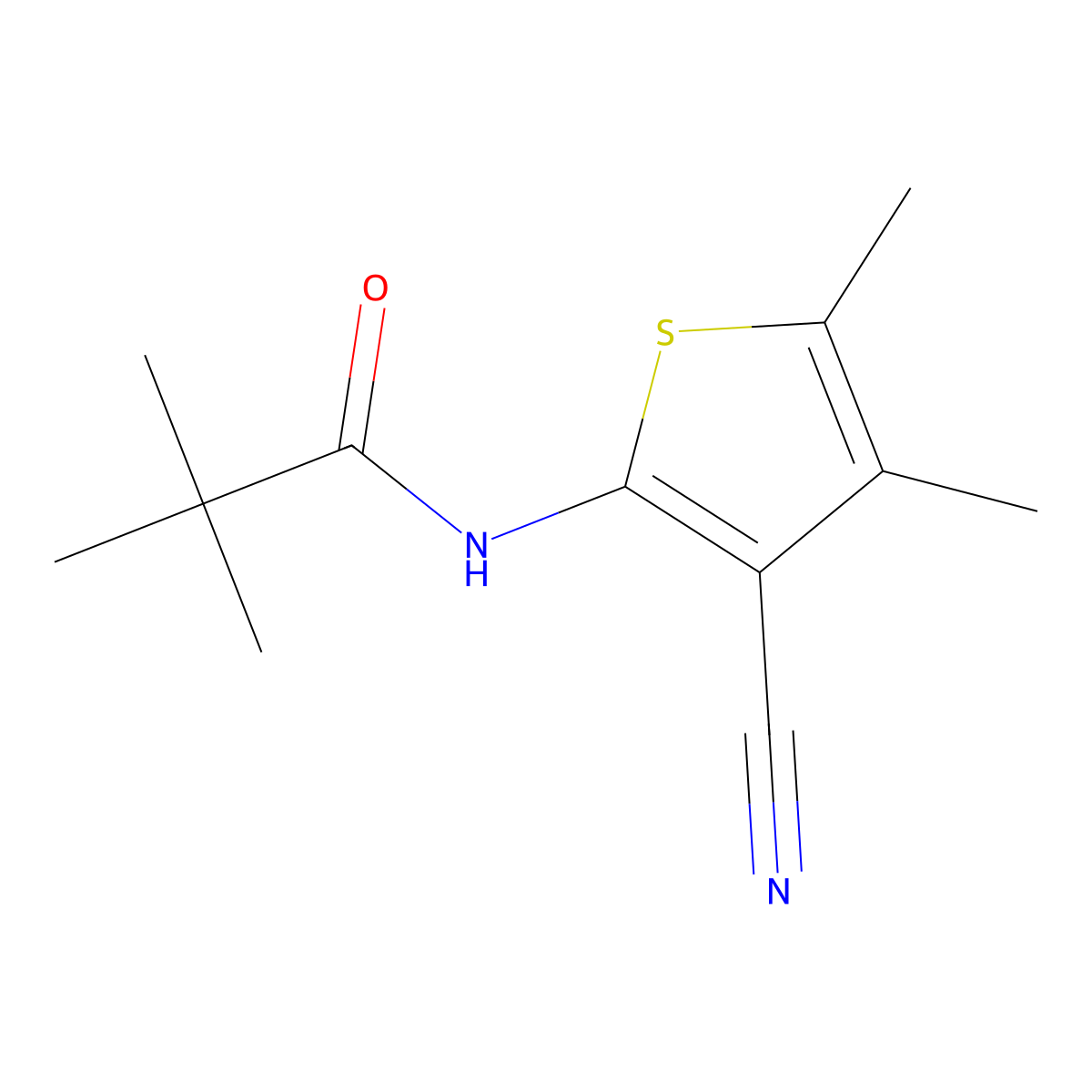 N-(3-cyano-4,5-dimethylthiophen-2-yl)-2,2-dimethylpropanamide molecular structure, CAS 541538-97-0