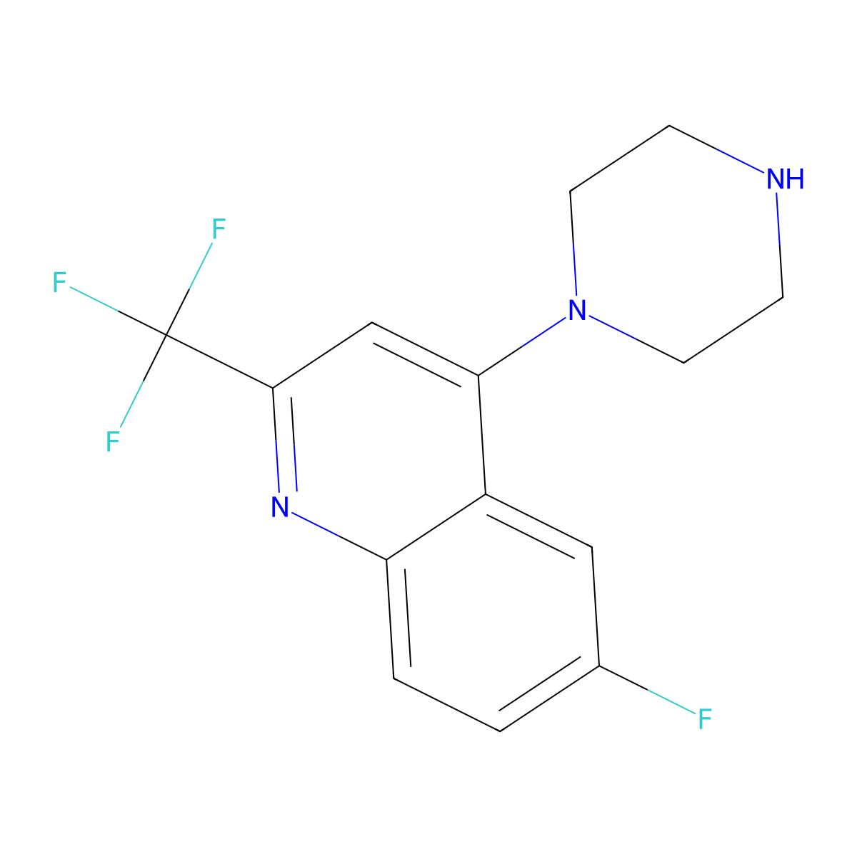 1-[6-Fluoro-2-(trifluoromethyl)quinolin-4-yl]piperazine molecular structure, CAS 541539-66-6