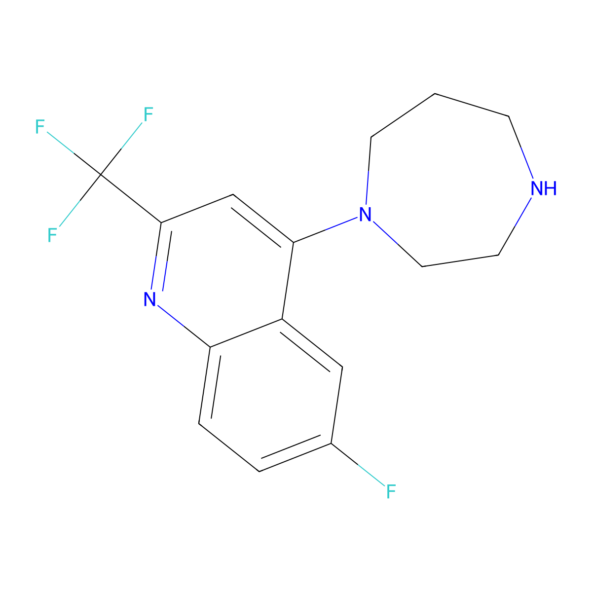 4-(1,4-Diazepan-1-yl)-6-fluoro-2-(trifluoromethyl)quinoline molecular structure, CAS 541539-67-7