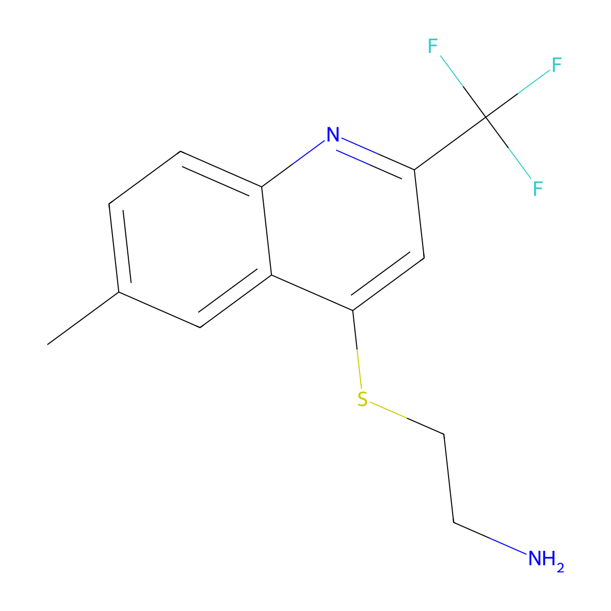 4-(2-Aminoethylthio)-6-methyl-2-(trifluoromethyl)quinoline molecular structure, CAS 541539-73-5