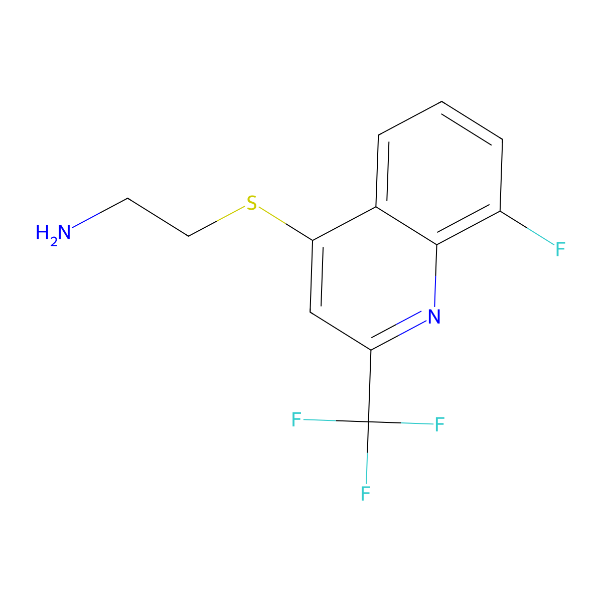 4-(2-Aminoethylthio)-8-fluoro-2-(trifluoromethyl)quinoline molecular structure, CAS 541539-78-0