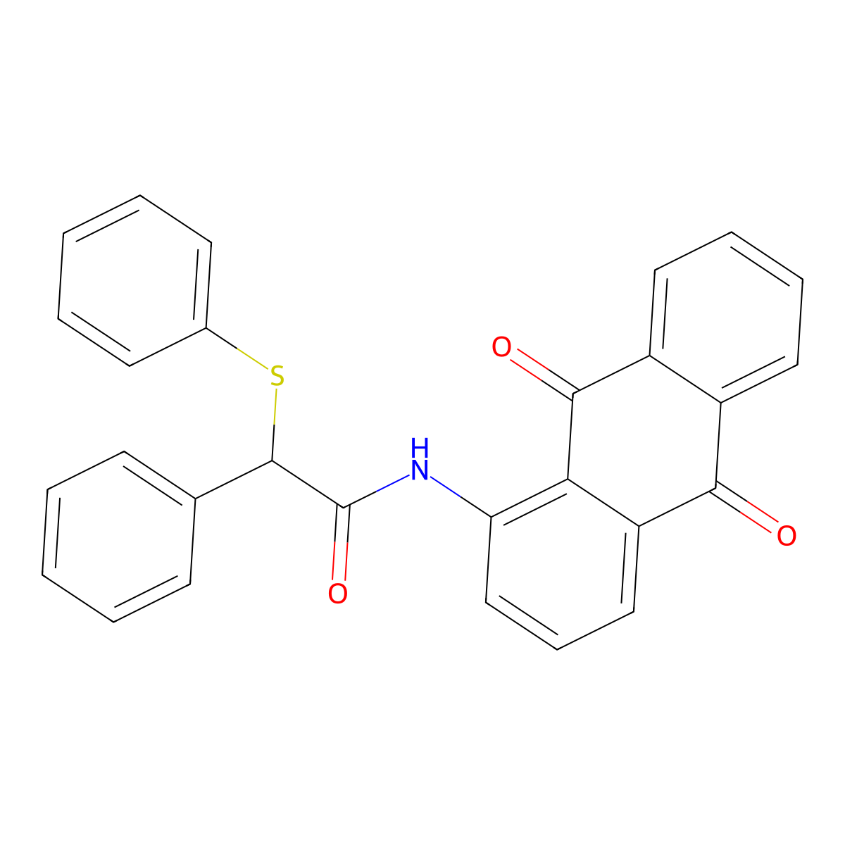 N-(9,10-dioxoanthracen-1-yl)-2-phenyl-2-phenylsulfanylacetamide molecular structure, CAS 541541-98-4