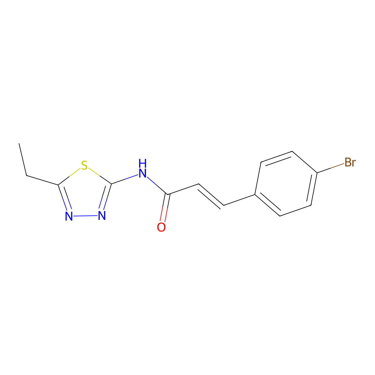 3-(4-bromophenyl)-N-(5-ethyl-1,3,4-thiadiazol-2-yl)prop-2-enamide molecular structure, CAS 541542-38-5