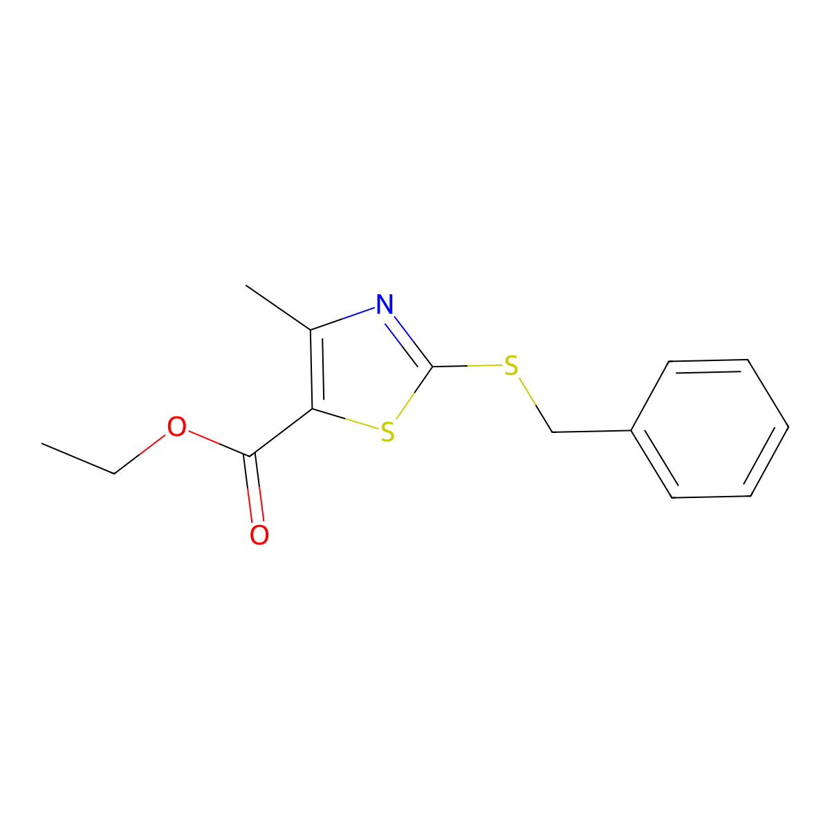 Ethyl 2-(benzylthio)-4-methylthiazole-5-carboxylate molecular structure, CAS 541542-39-6