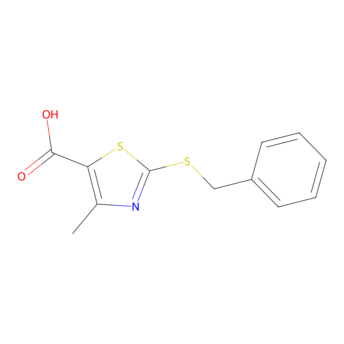 2-(Benzylsulfanyl)-4-methyl-1,3-thiazole-5-carboxylic acid molecular structure, CAS 541542-47-6