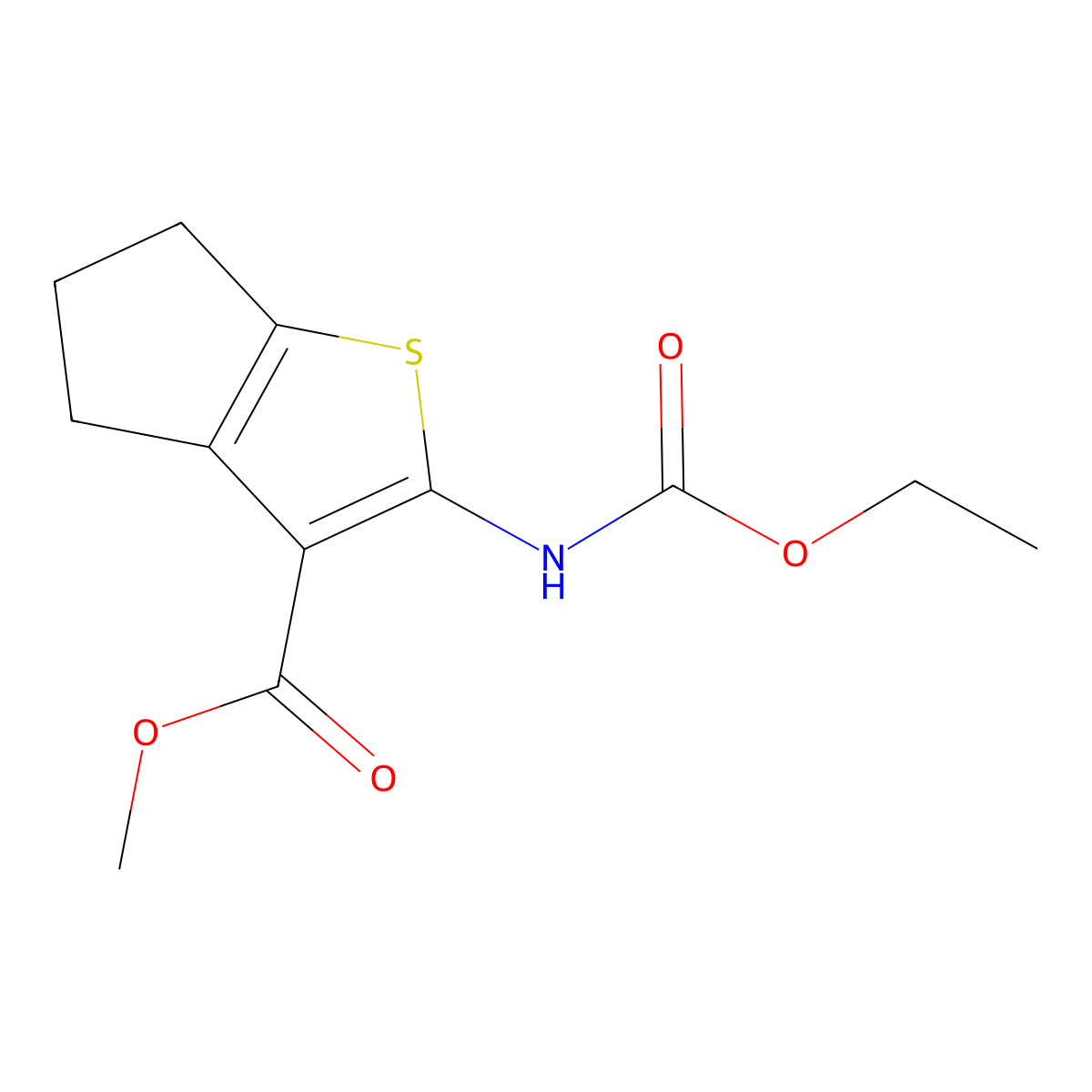 methyl 2-(ethoxycarbonylamino)-5,6-dihydro-4H-cyclopenta[b]thiophene-3-carboxylate molecular structure, CAS 541543-83-3