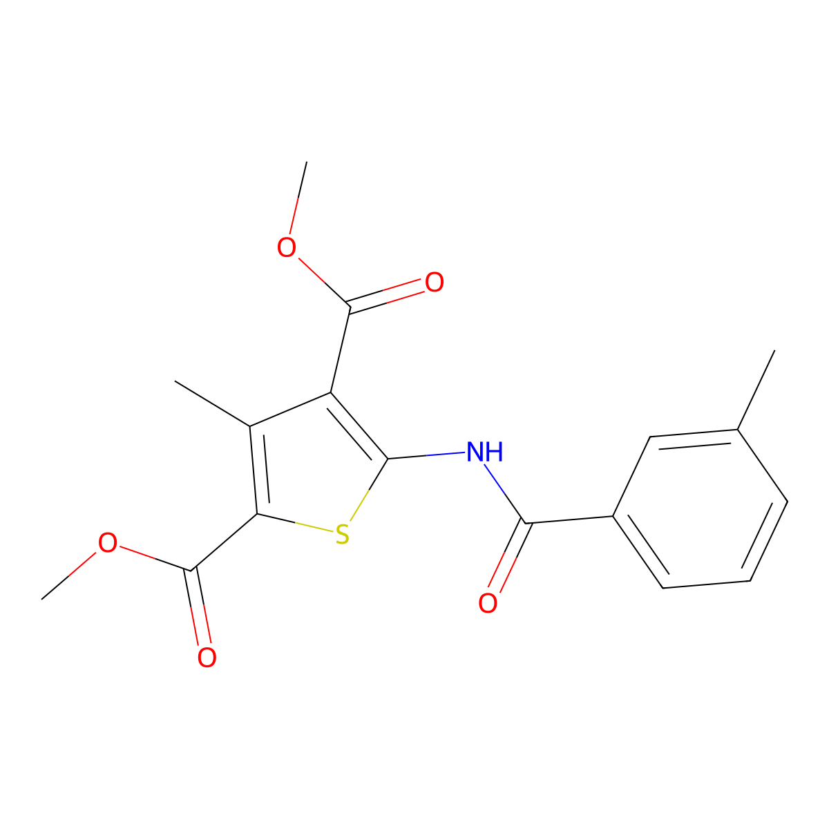 Dimethyl 3-methyl-5-[(3-methylbenzoyl)amino]thiophene-2,4-dicarboxylate molecular structure, CAS 541543-84-4