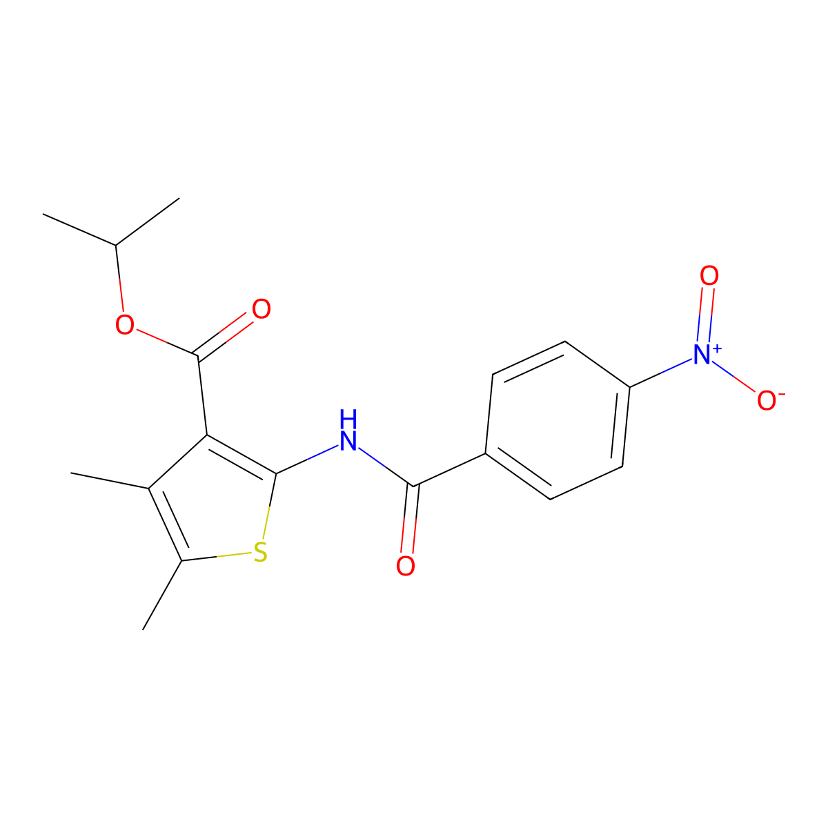 Propan-2-yl 4,5-dimethyl-2-[(4-nitrobenzoyl)amino]thiophene-3-carboxylate molecular structure, CAS 541544-29-0