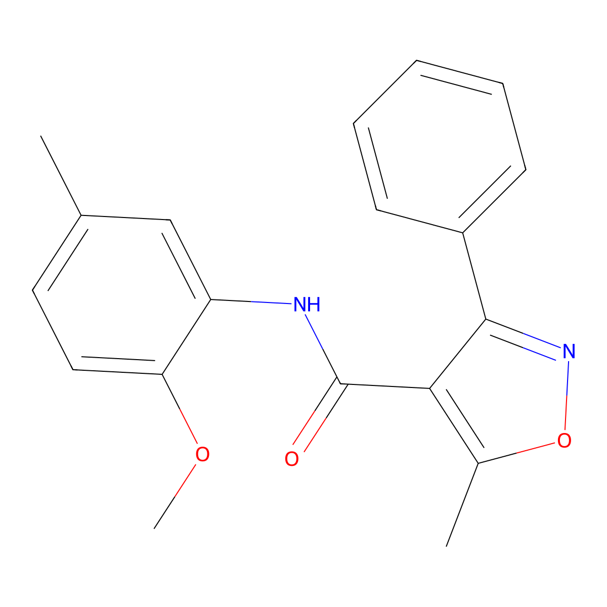 N-(2-methoxy-5-methylphenyl)-5-methyl-3-phenyl-1,2-oxazole-4-carboxamide molecular structure, CAS 541546-52-5