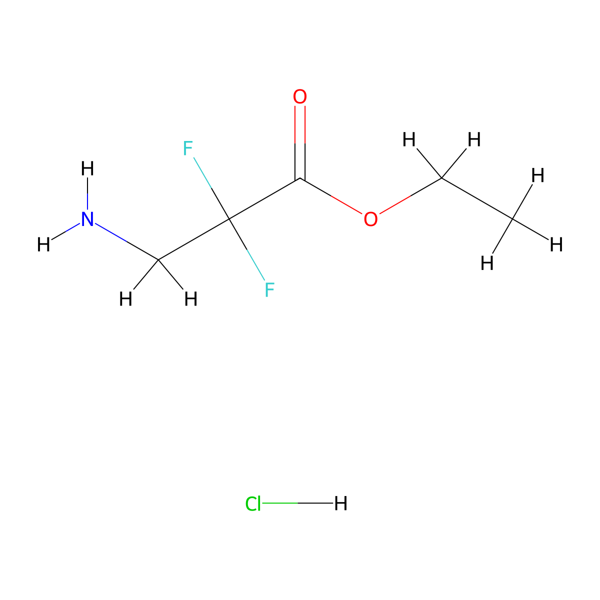 Ethyl 3-amino-2,2-difluoropropanoate hydrochloride molecular structure, CAS 541547-37-9