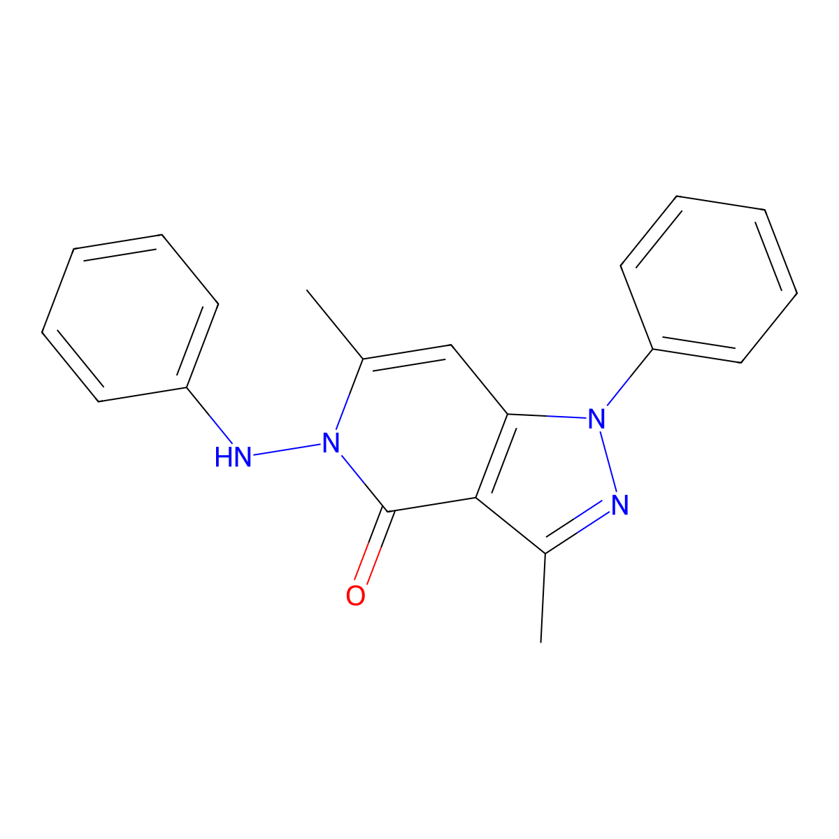 3,6-dimethyl-1-phenyl-5-(phenylamino)-1,5-dihydro-4H-pyrazolo[4,3-c]pyridin-4-one molecular structure, CAS 54162-06-0