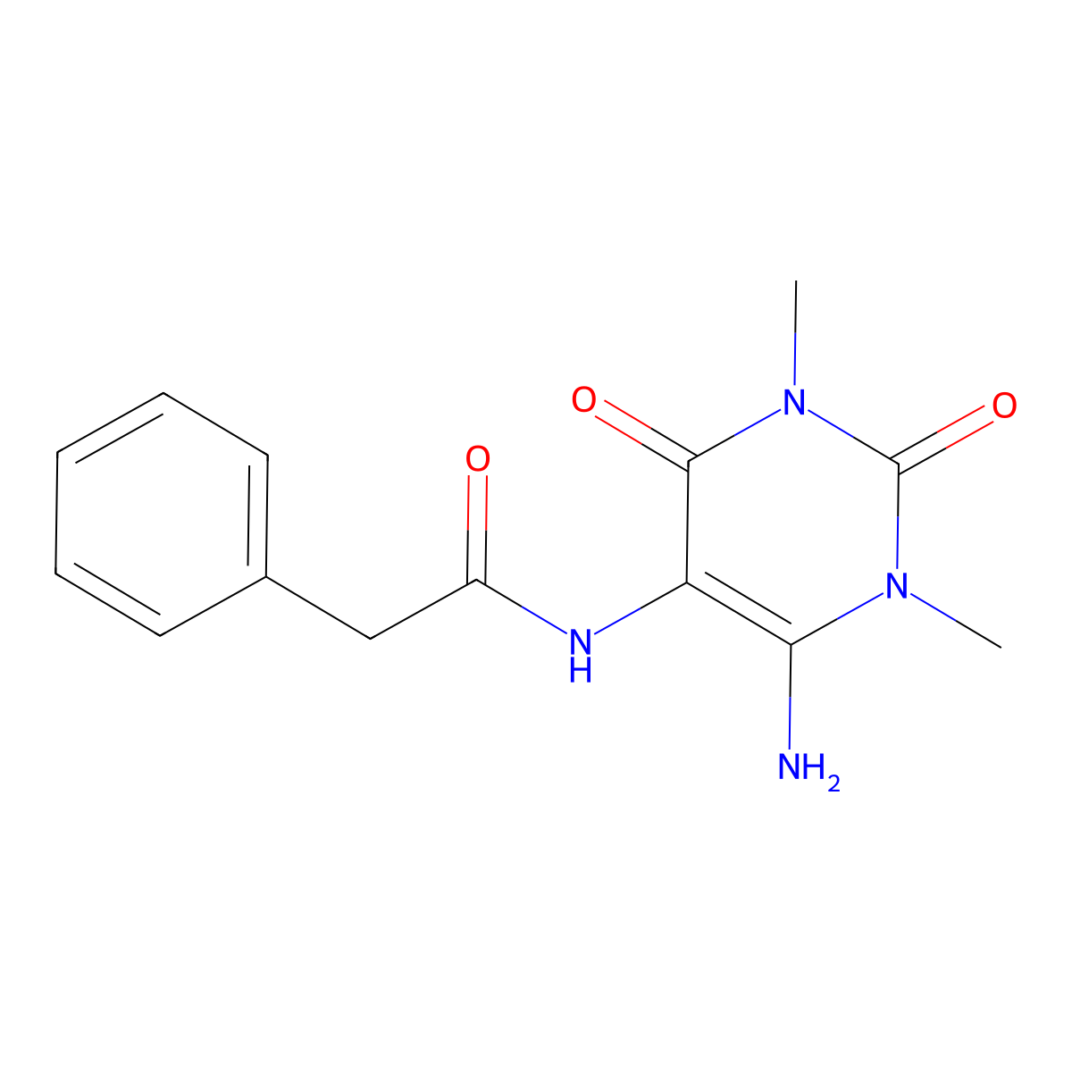 N-(4-amino-1,3-dimethyl-2,6-dioxopyrimidin-5-yl)-2-phenylacetamide molecular structure, CAS 5417-22-1