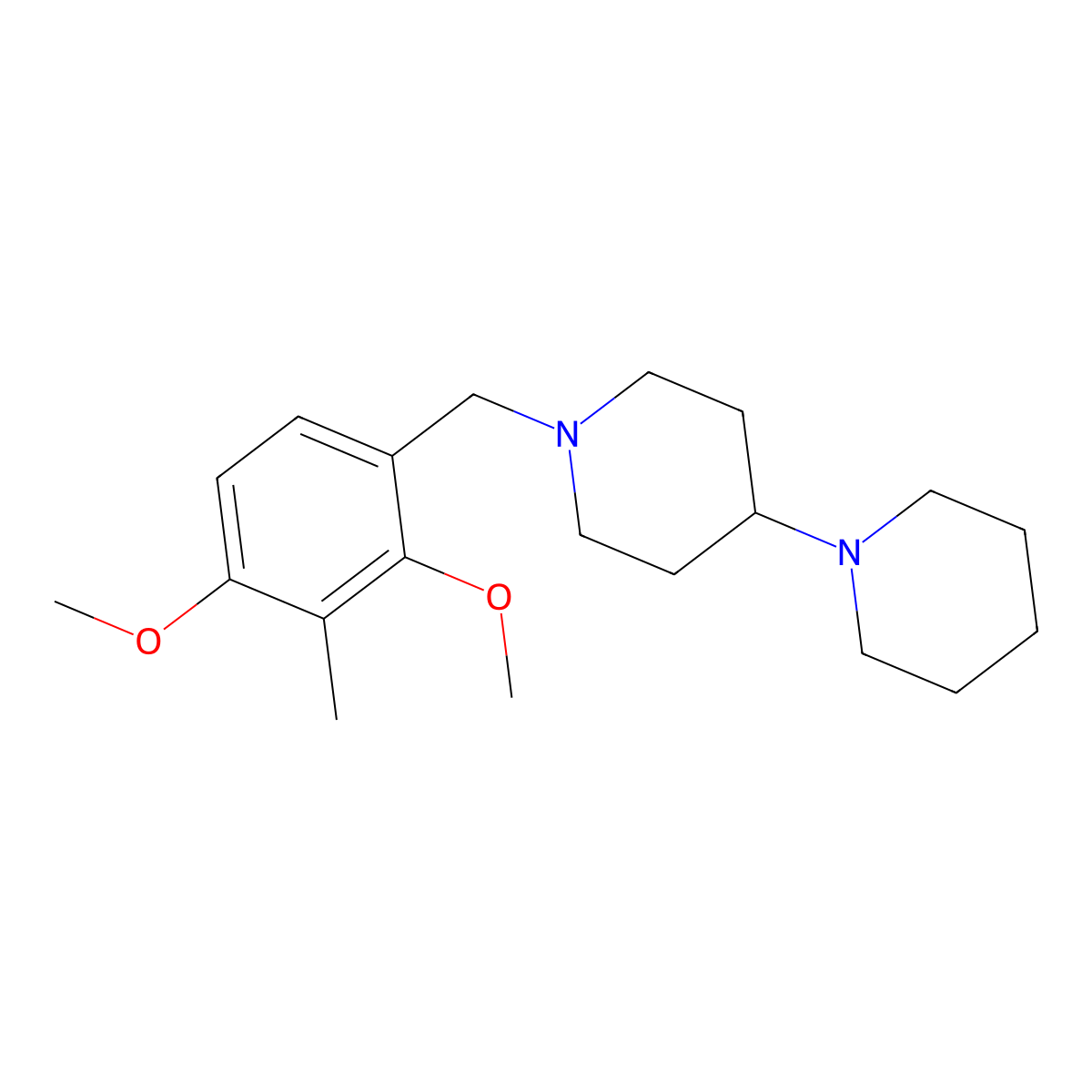 1-[(2,4-Dimethoxy-3-methylphenyl)methyl]-4-piperidin-1-ylpiperidine molecular structure, CAS 5417-60-7