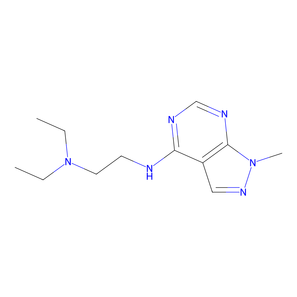 n,n-Diethyl-n'-(1-methyl-1h-pyrazolo[3,4-d]pyrimidin-4-yl)ethane-1,2-diamine molecular structure, CAS 5417-97-0