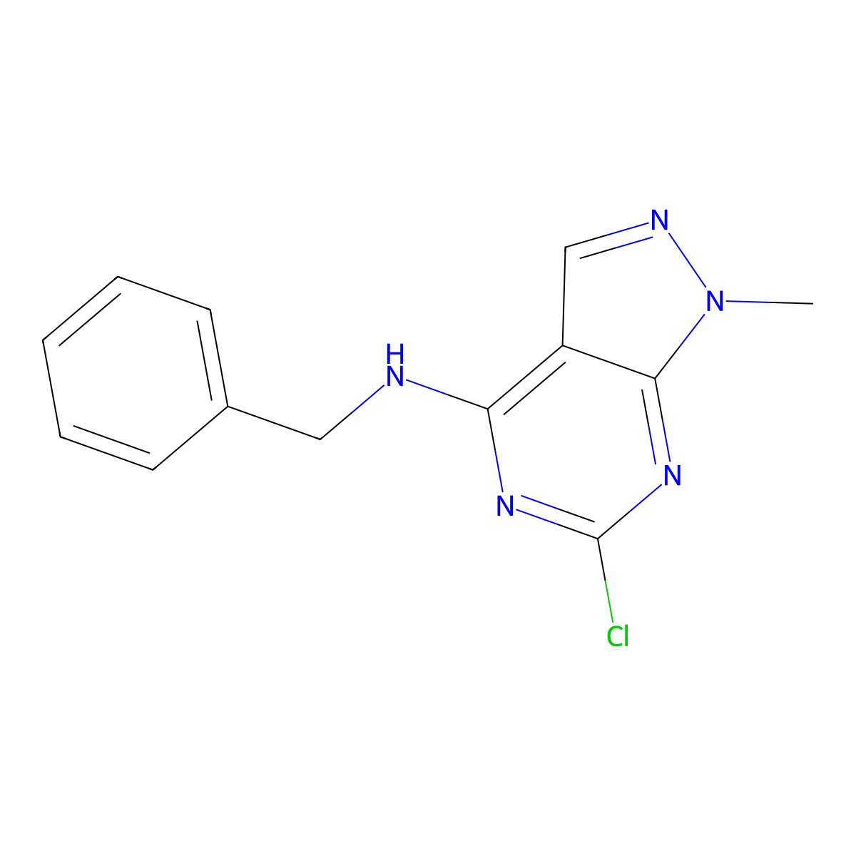 n-Benzyl-6-chloro-1-methyl-1h-pyrazolo[3,4-d]pyrimidin-4-amine molecular structure, CAS 5417-98-1