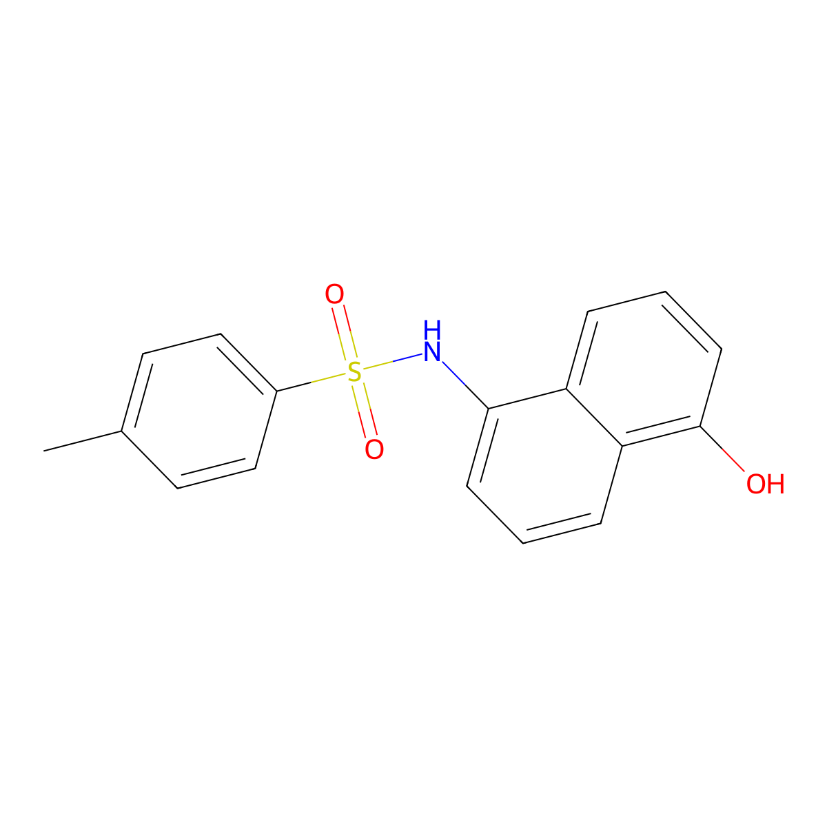 Benzenesulfonamide, N-(5-hydroxy-1-naphthalenyl)-4-methyl- molecular structure, CAS 54179-45-2