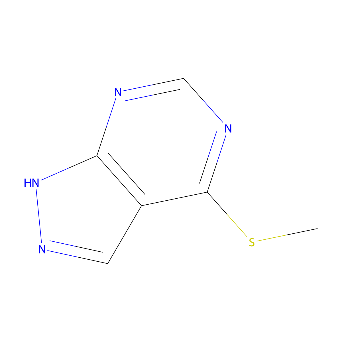 4-(Methylthio)-1H-pyrazolo(3,4-d)pyrimidine molecular structure, CAS 5418-10-0