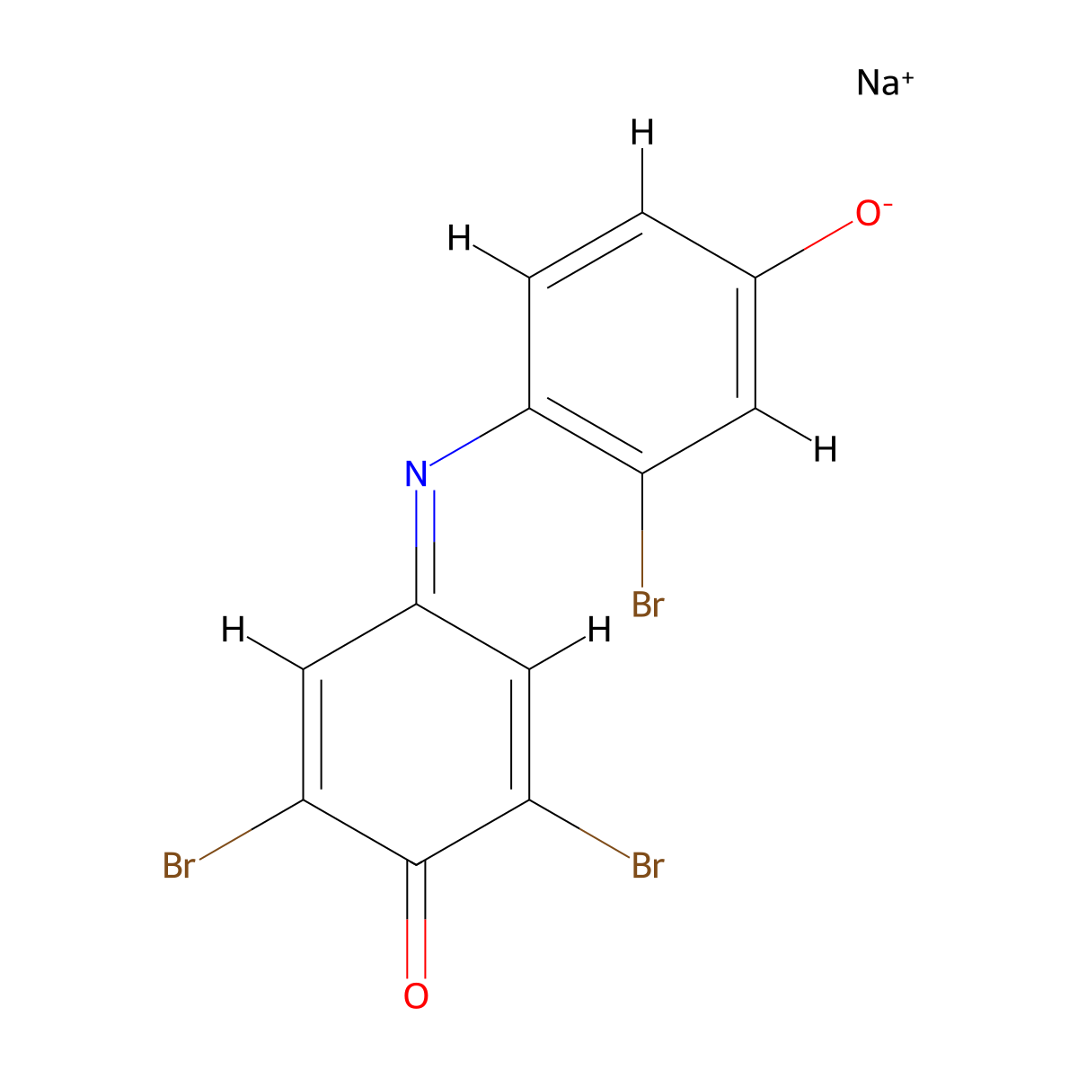 Sodium 3-bromo-4-((3,5-dibromo-4-oxocyclohexa-2,5-dien-1-ylidene)amino)phenolate molecular structure, CAS 5418-30-4