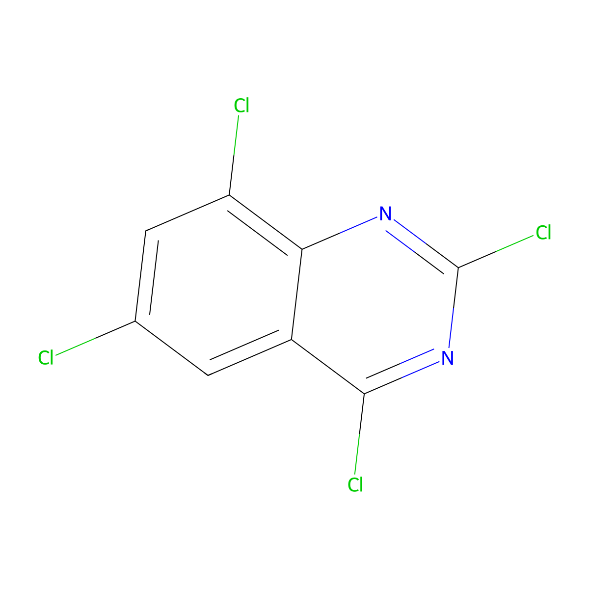 2,4,6,8-Tetrachloroquinazoline molecular structure, CAS 54185-42-1