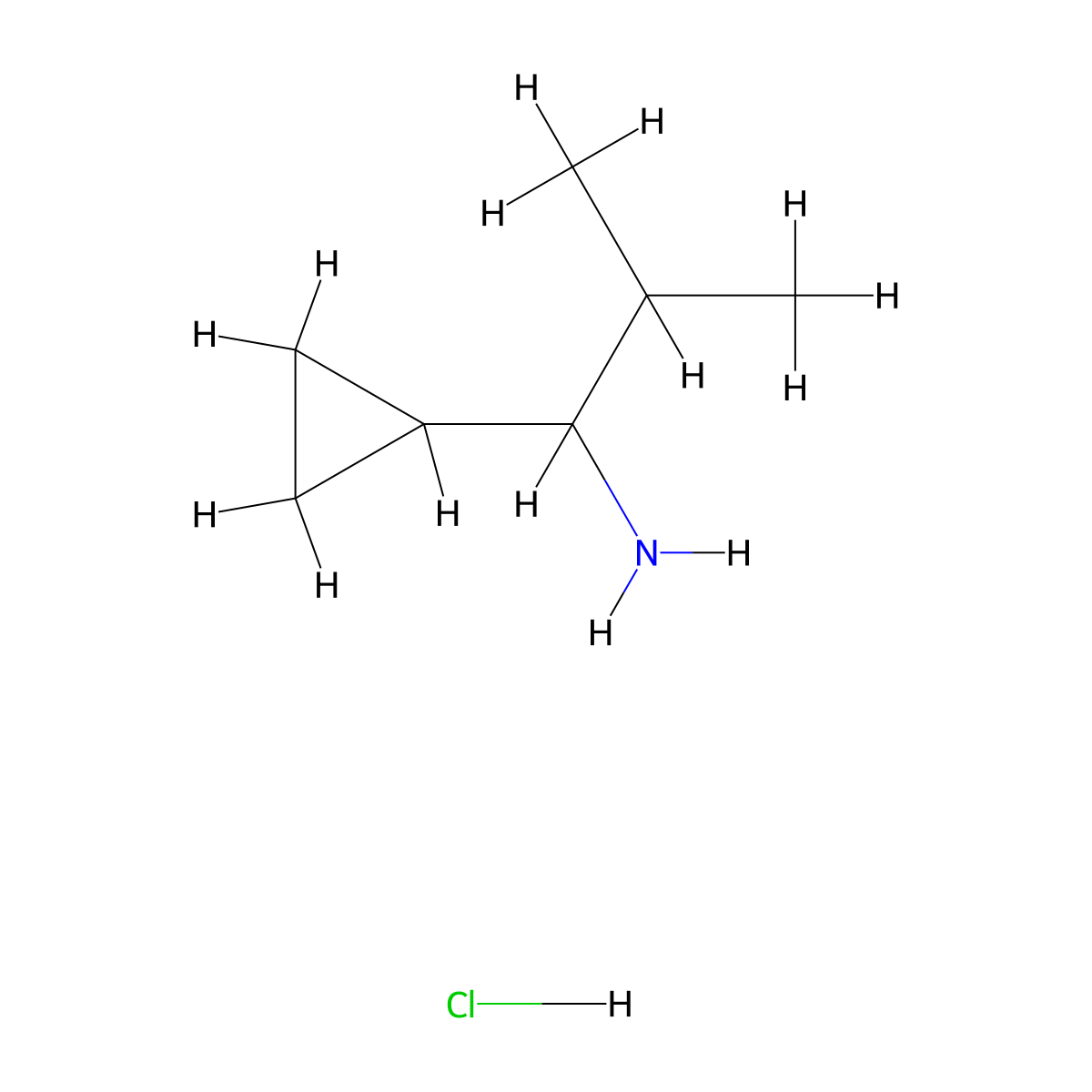 1-Cyclopropyl-2-methylpropan-1-amine hydrochloride molecular structure, CAS 54187-26-7