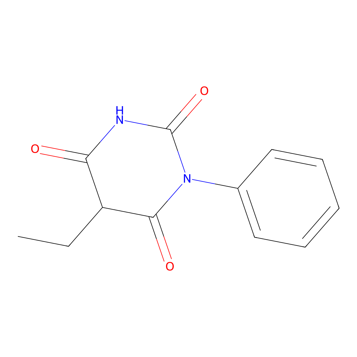 5-Ethyl-1-phenyl-2,4,6(1H,3H,5H)-pyrimidinetrione molecular structure, CAS 5419-00-1
