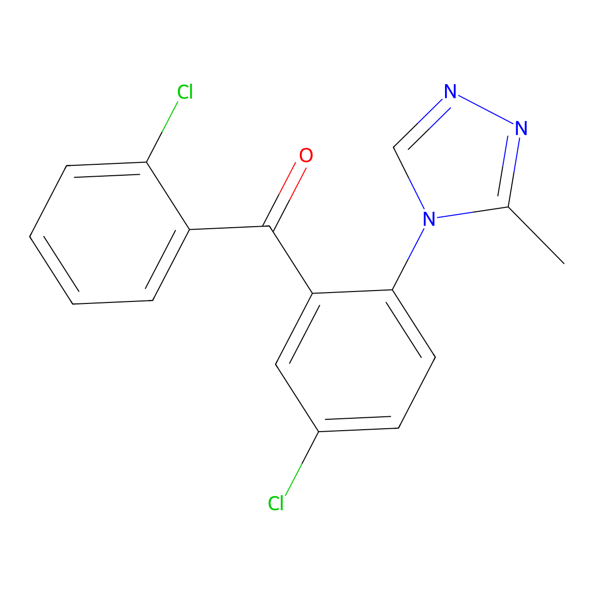(5-Chloro-2-(3-methyl-4H-1,2,4-triazol-4-yl)phenyl)(2-chlorophenyl)methanone molecular structure, CAS 54196-61-1